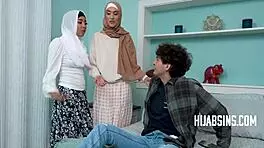 The hijab stepsis offers anything to delete the evidence, leading to taboo threesome.