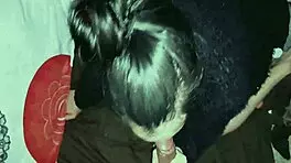 sweet latina contrasts with massive black cock sucking