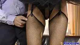 Euro model rides old man with classy cowgirl moves. pure glamour on display.