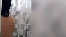 Cute Latina Showers Under Webcam, Revealing Tattooed Body And Tits