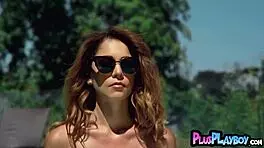 Bombastic big tits brunette milf ali rose strips her hot curvy naked body