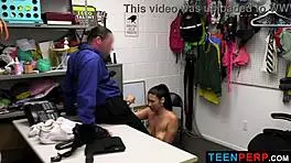 hot server caters to big cock in garage