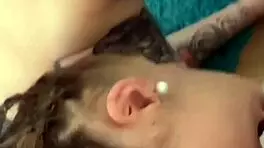this petite brunette teen with natural tits does rimming, deepthroat, and gets messy cum on her face.