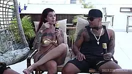 Public Latina couple dominates casting with toys and raw sex on Sheer Red.