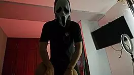 Neighbor Ghostface Surprises On Halloween Night While Boyfriend Ignores