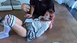 this tied-up babe is helpless in bondage. she has to obey every tickle on her cute feet.