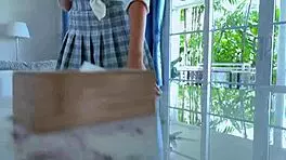 this tied-up babe is helpless in bondage. she has to obey every tickle on her cute feet.