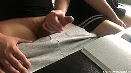 when teacher’s away, olivia bay flashes and grips a huge cock in class