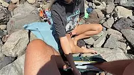 Risky Public Beach Anal with Stunning Teen 18+ Blond