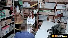 Cute Redhead Teen Shoplifter Caught And Punished In Garage
