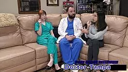 Dr. Tampa asks, 'Do they really care about you?' examining Ditria Rose's shaved pussy