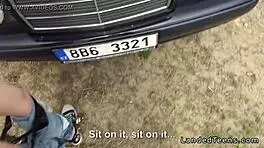 Stranded Teen 18+ Gets Nailed on Car Hood in Raw Outdoor POV. Public Jizz Explosion!