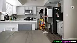 Step Daughter Blows Stepdad for Intense Family Orgasm.