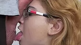 watch this tiny teen deepthroat like a pro, choking and gagging