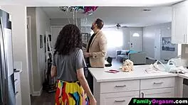 Step Daughter Blows Stepdad for Intense Family Orgasm.