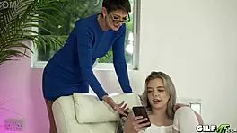 Lesbian grandma and teen 18+ gabie cum hard together
