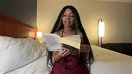 Petite black slut eva parker reads while roleplaying as exhibitionist wife