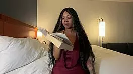 Petite black slut eva parker reads while roleplaying as exhibitionist wife