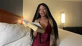Petite black slut eva parker reads while roleplaying as exhibitionist wife