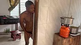 Passionate newlyweds share intimate kitchen moments