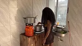 Passionate newlyweds share intimate kitchen moments