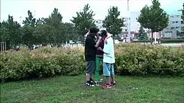 hot teen alexis crystal in public street threesome with two guys 😍