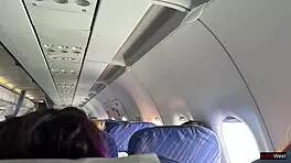Risky jerking off on a crowded plane. Public dick flashing gets wild.
