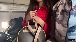 Risky jerking off on a crowded plane. Public dick flashing gets wild.