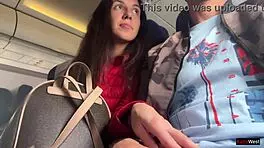 Risky jerking off on a crowded plane. Public dick flashing gets wild.