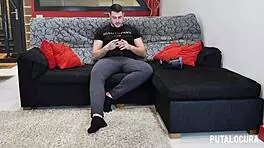 Beautiful Spanish Teen Enjoys Intimate Moment with Boyfriend on Sofa