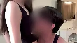 Oriental hottie feels big load of cum on her titties during passionate sex
