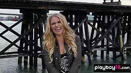 All natural amateur babe with tattoo rips clothes while stripping her shaved body