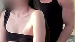 Oriental hottie feels big load of cum on her titties during passionate sex