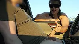 Stranger caught me jerking in public park car, gave sloppy deepthroat blowjob