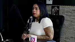 Marcelly Mello in sheer red lingerie.