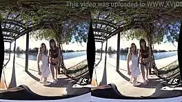 Girls sharing cock in VR