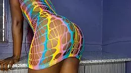 latina brunette gets quickie with neighbor's big cock in living room