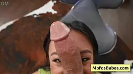 Petite Brunette Jade Kimiko Sucks Huge Dick And Balls With Charles Dera