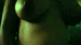 Big natural TITS RIDING cowgirl with MOANING while watching TV to avoid neighbors hearing single MOM FUCKING!