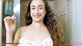 wow, amazing brunette model took a steamy shower, you gotta see this!