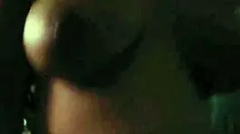 Big natural TITS RIDING cowgirl with MOANING while watching TV to avoid neighbors hearing single MOM FUCKING!