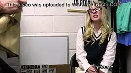 Short Geeky Blonde Fucked By Mall Cop After Strip Search!