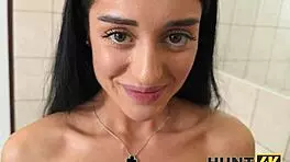 hunt4k shy brunette goes wild in toilet sex with stranger! 🚽