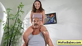 petite curly brunette teen Amber Summer rides Charles Dera's sex pump