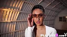 Stunning latina teen deisy leon undresses and shows small tits and pussy