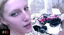 Blonde Girl Explores Outdoors In The Countryside