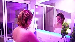 Latina Plays With Soap Before Shower Sex.