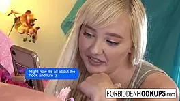 Does big boobed babe take step-brother's fat cock?