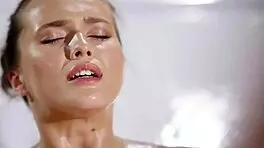 Oiled Teen 18+ Rubs Big Tits on Client in Czech Massage Room