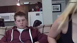 Hot Milf Gives Blowjob to a Young 18+ Boy and Masturbates Her Pussy